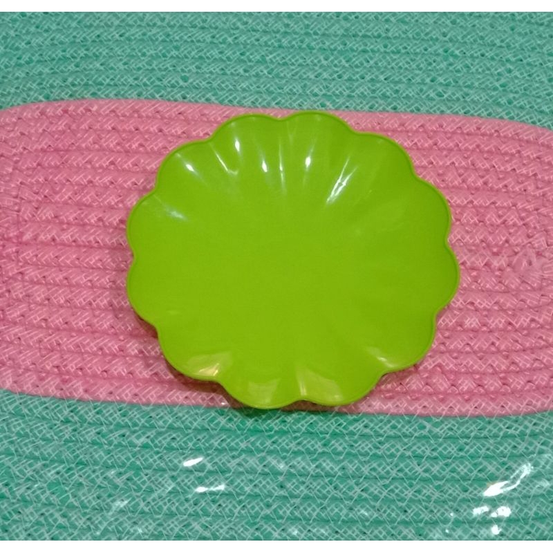 PIRING KECIL HIJAU/ TATAKAN HIJAU MOTIF BUNGA / PIRING SAMBAL SAUS KECAP DLL