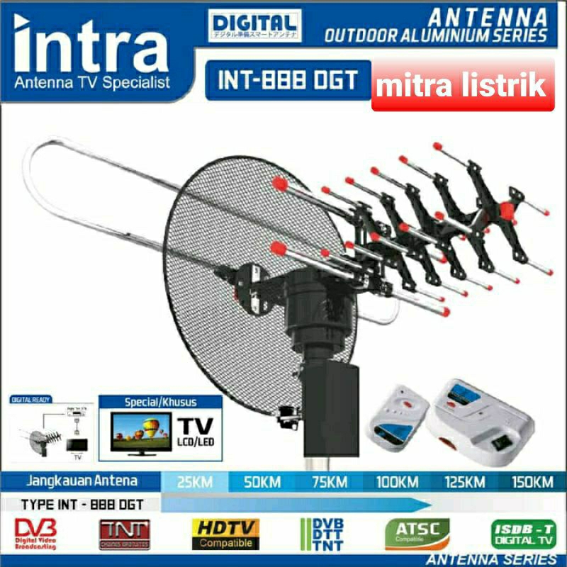 Antena TV Outdoor / Antena Luar Digital / Antena tv digital/Analog + Remote INTRA 888