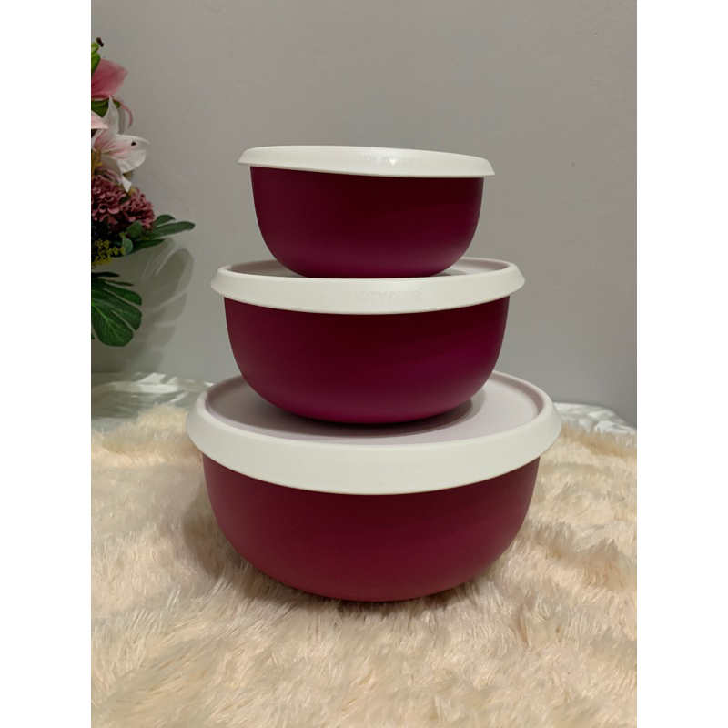 Radish Bowl Magenta & Hijau 550ml 1,3L 2,5L Tupperware New