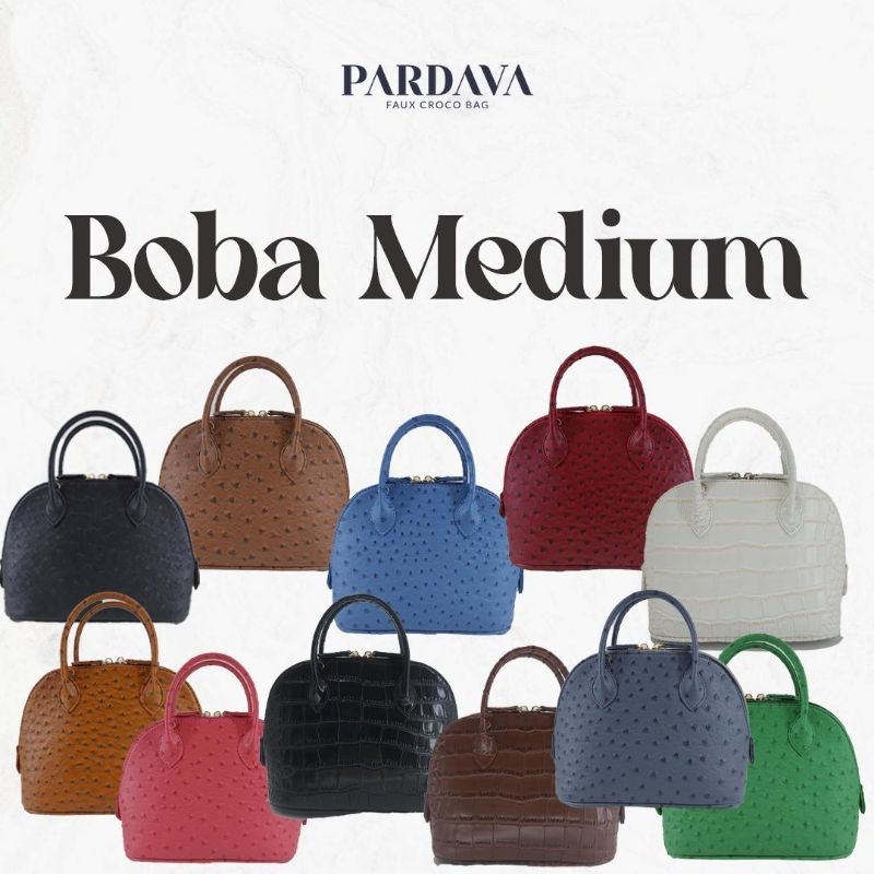 Boba Medium | Tas Tekstur Ostrich | Tas Boba | Tas Wanita | Tas Bahu