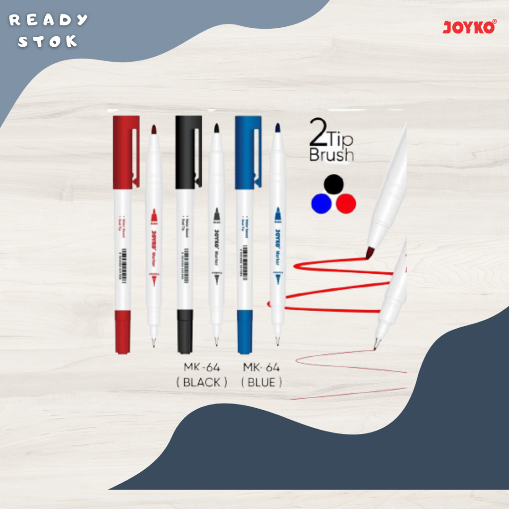 

Spidol Marker MK-64 Dual Tip Joyko / Spidol Warna / Spidol 2 in 1 Joyko / Spidol Dual Tip Joyko (PCS)