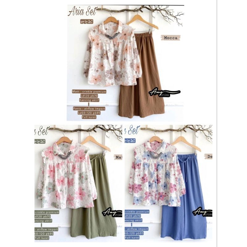 SETELAN CELANA MOTIF SAKURA//SETELAN CRINKLE AIRFLOW//SETELAN AIRFLOW MOTIF//SETELAN KULOT//SETELAN 