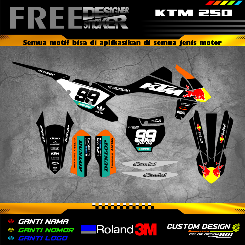 Decal Stiker KTM 250 Tahun 2017-2019 Superglos Tebal
