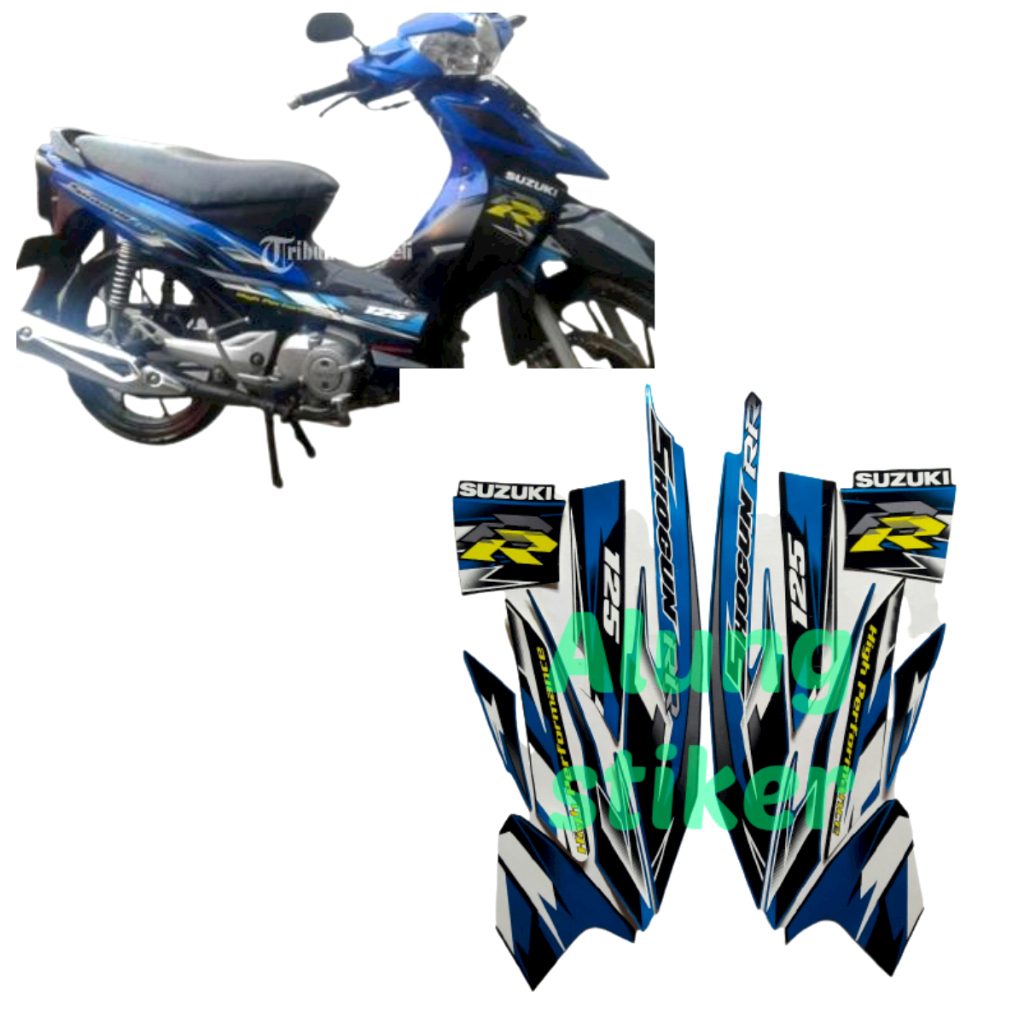 STIKER STRIPING BODY MOTOR SUZUKI SHOGUN RR 2007 BIRU