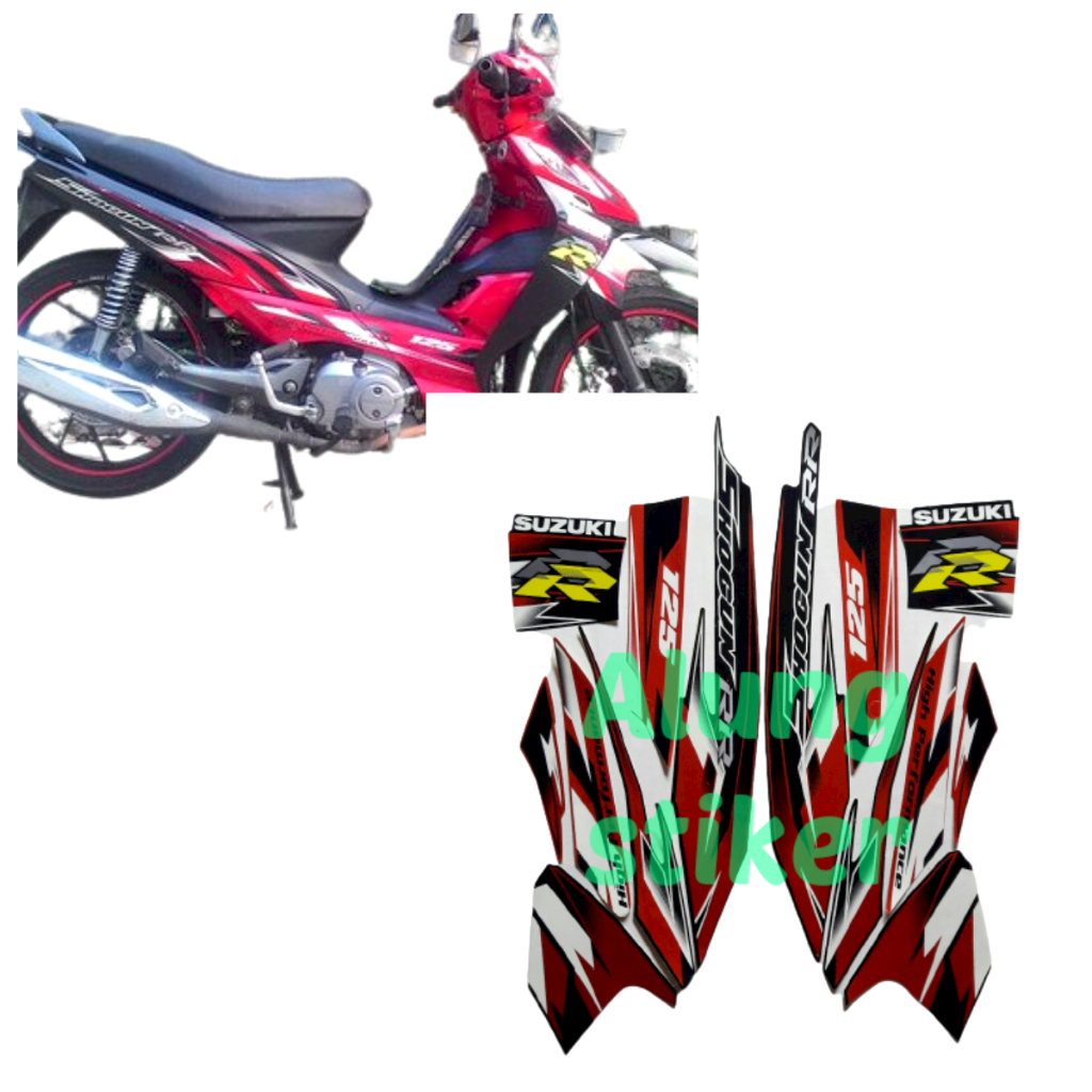 STIKER STRIPING BODY MOTOR SUZUKI SHOGUN RR 2007 HITAM-MERAH