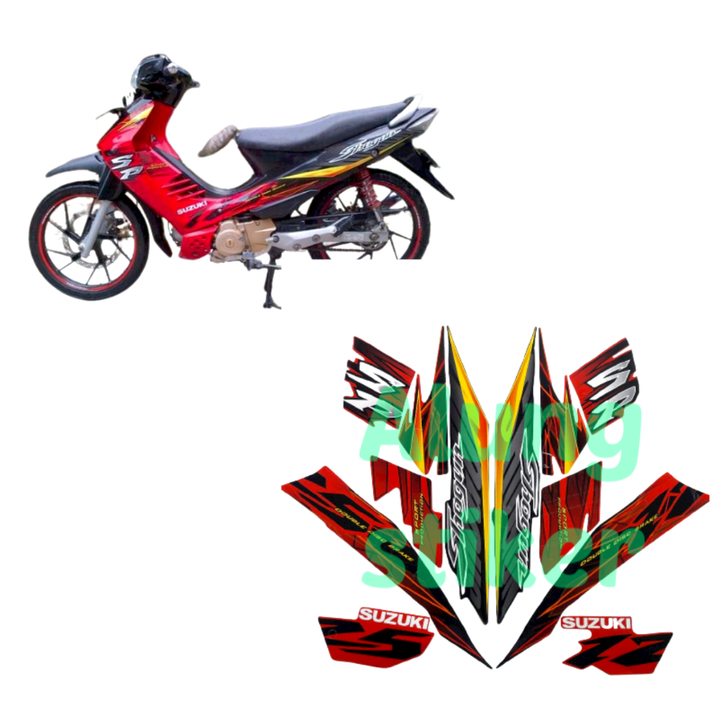 STIKER STRIPING BODY MOTOR SUZUKI SHOGUN SP 125 2007 MERAH