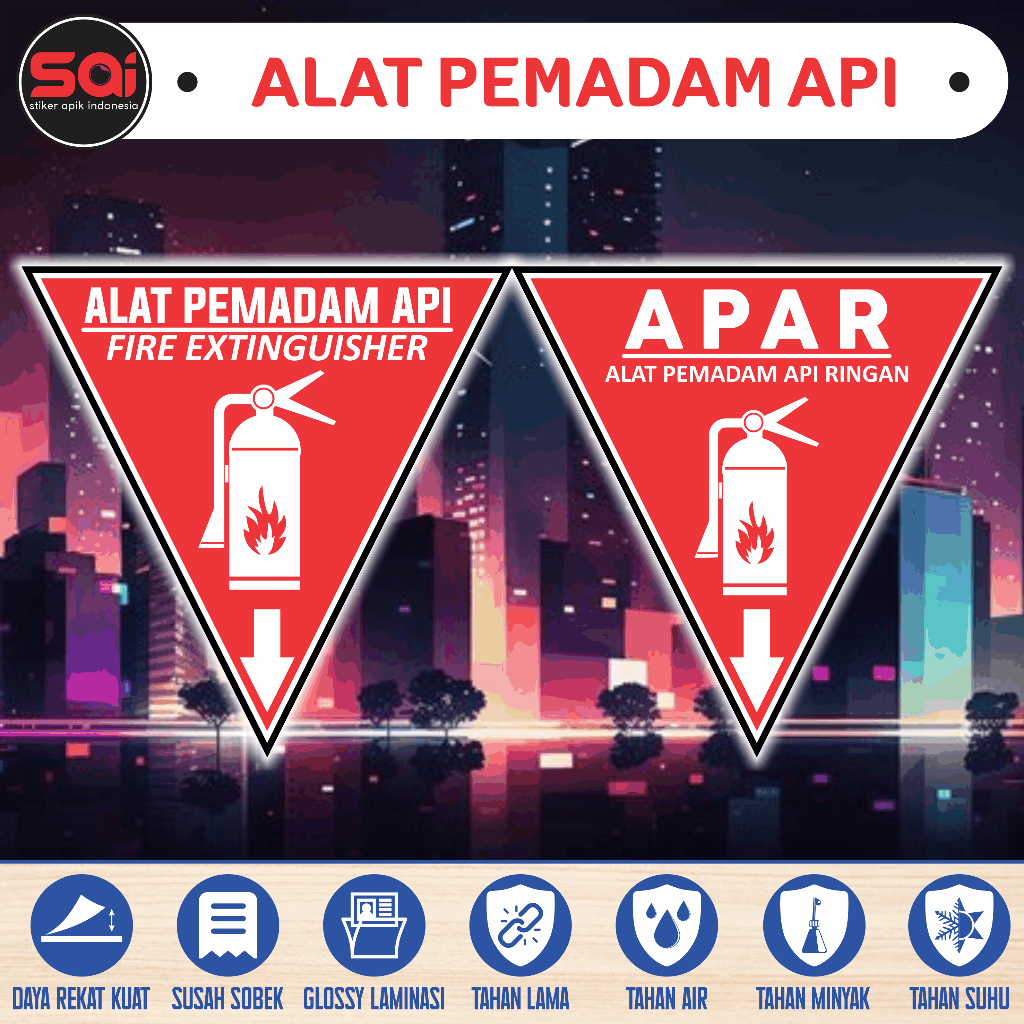 

stiker vinyl anti air waterproof PETUNJUK ALAT PEMADAM API RINGAN APAR laminasi glossy