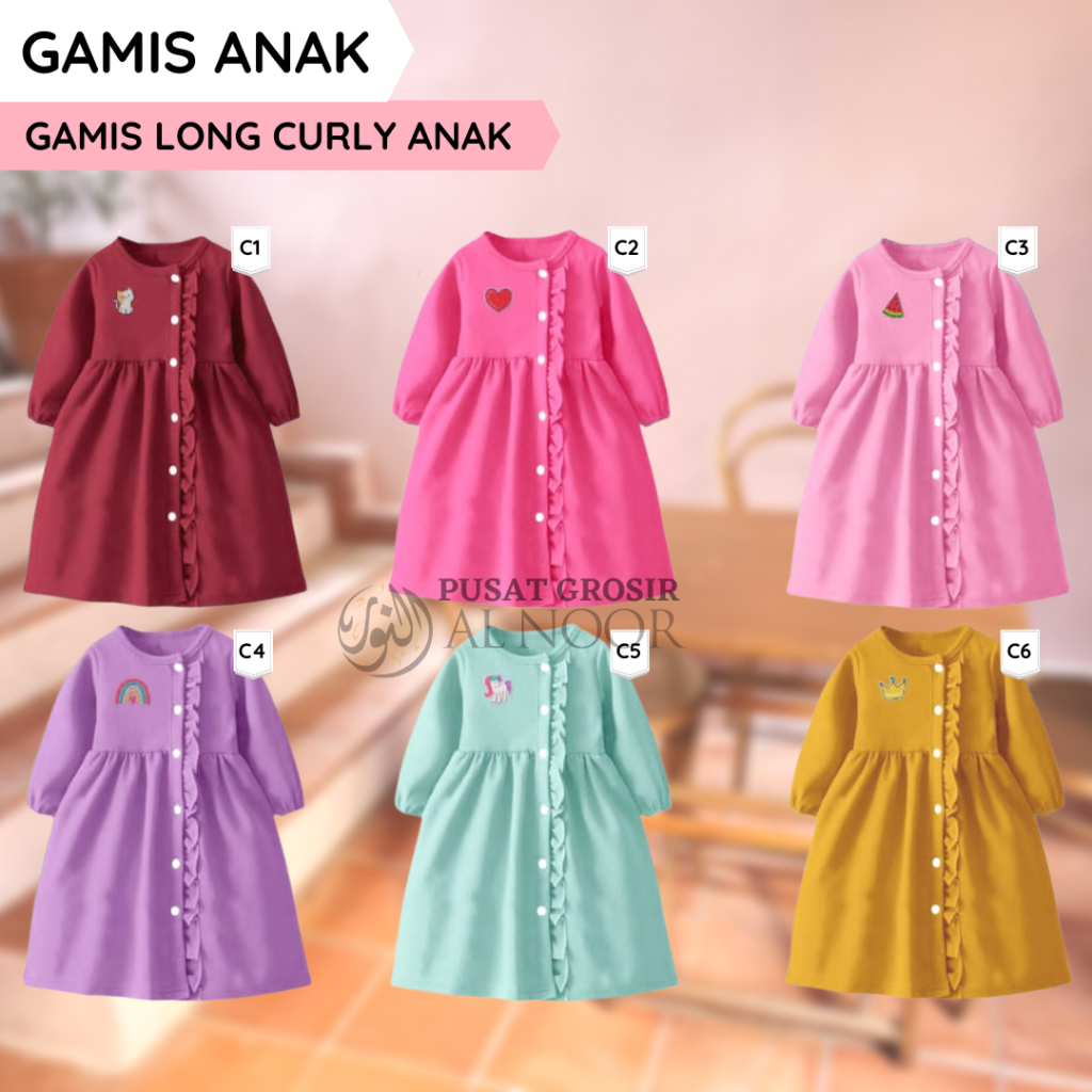 Gamis Anak Perempuan | Gamis Long Curly - Pusat Grosir Al Noor