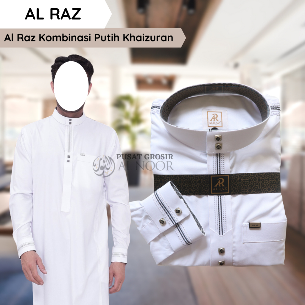 Jubah Saudi | Gamis Pria | Al Raz Kombinasi | Khaizuran - Pusat Grosir Al Noor