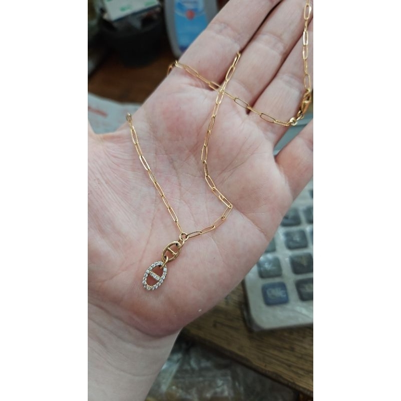 kalung polos syahnaz nori longkap lebar paperclip emas asli 375 8k
