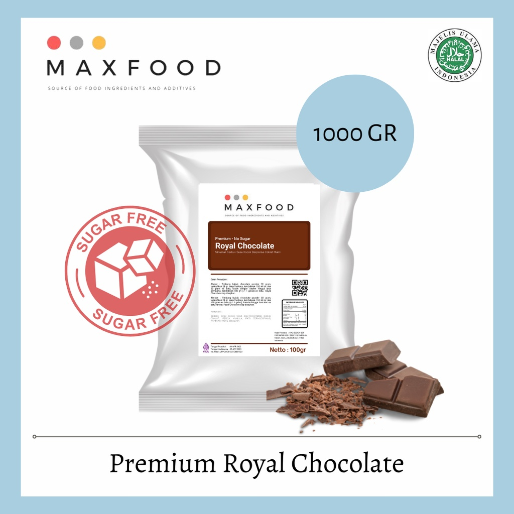 

1KG PREMIUM ROYAL CHOCOLATE - NO SUGAR / BUBUK MINUMAN RASA COKELAT - NO SUGAR