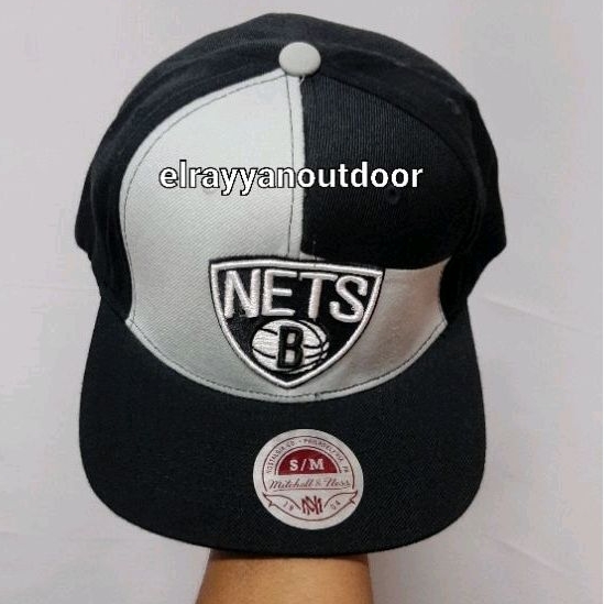 TOPI BROOKLYN NETS MITCHELL & NESS CAP BLACK/GREEY