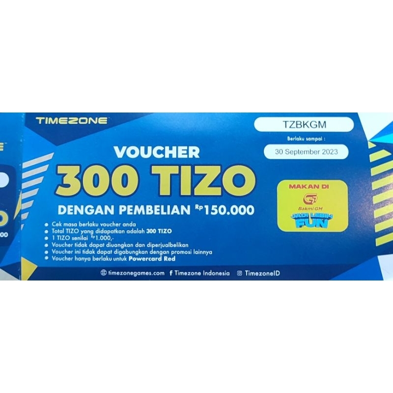 VOUCHER TIMEZONE 300 TIZO/RIBU