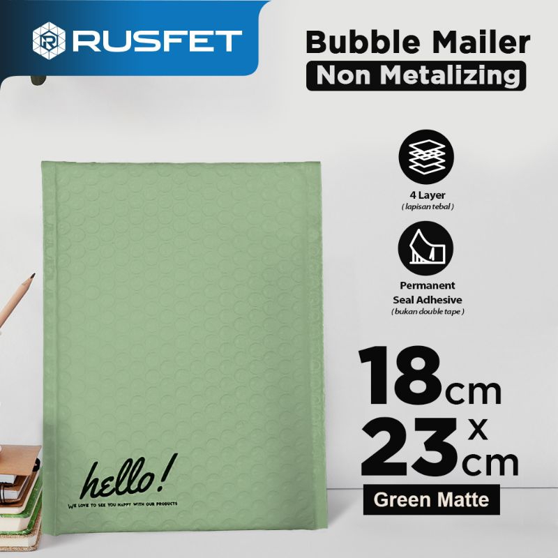 AMPLOP BUBBLE MAILER HIJAU BUBBLE WRAP ENVELOPE GREEN RUSFET 18X23