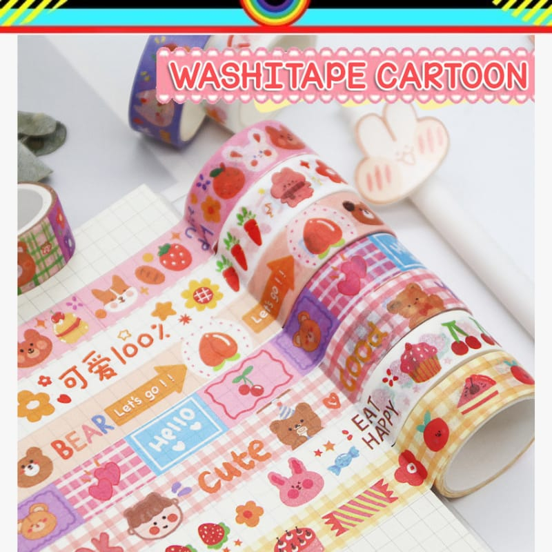 

WASHITAPE MINI MOTIF KARTUN MASKING TAPE SELOTIP KERTAS JOURNALING TAPE UNTUK SCRAPBOOK SELOTIP SOLATIP SOLATIF MURAH BAGUS KEREN KOREAN LOOK
