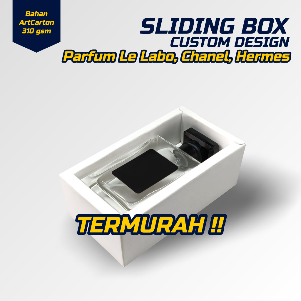 Sliding Box full color botol chanel 30 ml / sliding box custom / box packaging sleding / box packagi