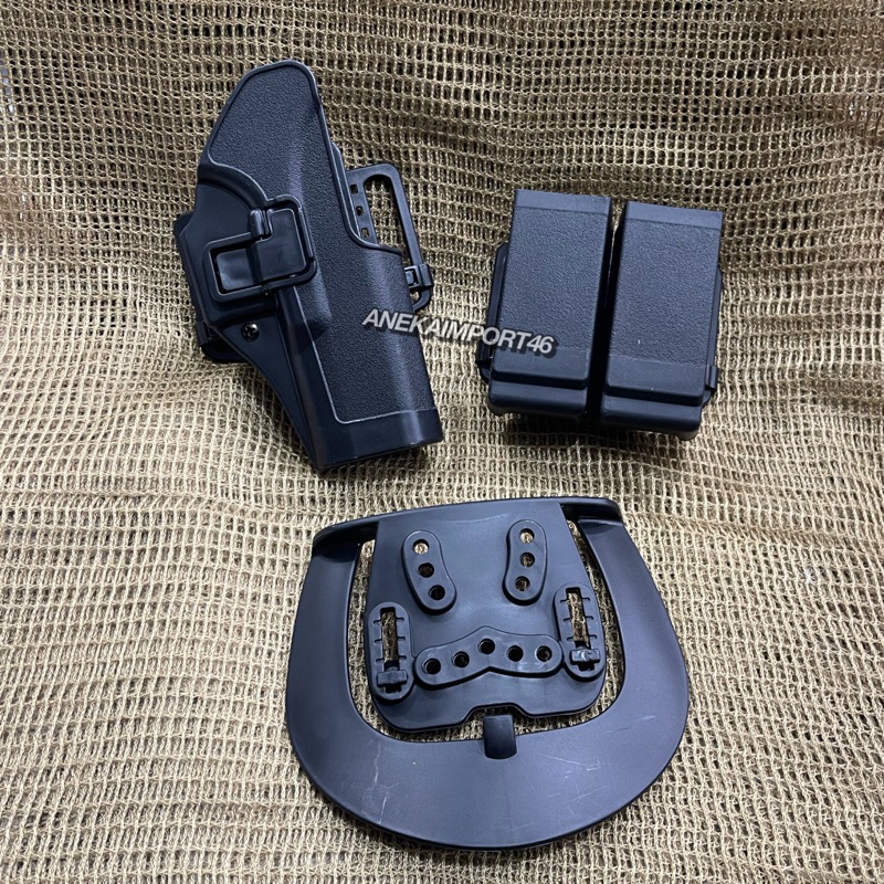 Satu set Holster/Sarung/Tempat Glock Plus Holster Magazine Doubel(hanya tempat)