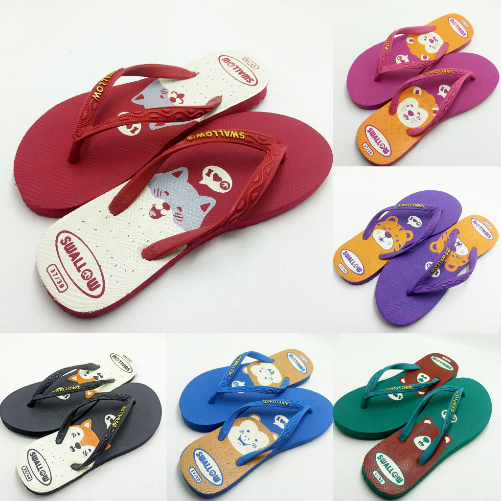 Sandal Jepit Swallow Nice Safari Karakter Motif Beruang Wanita Sendal Japit Hitam Hijau Merah Bear