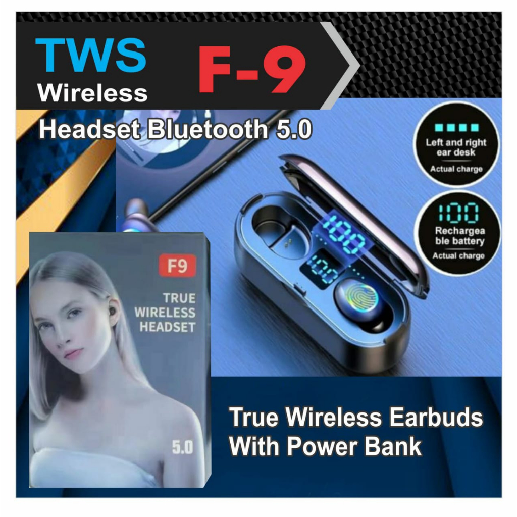 Headset Bluetooth Wireless TWS F-9