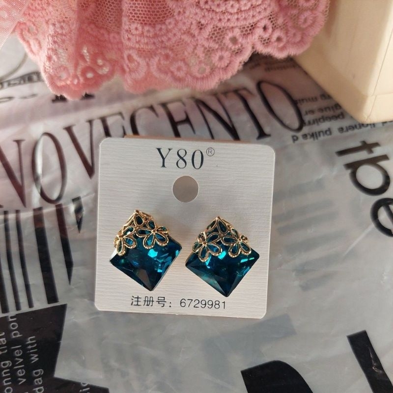 Green Emerald Gem Stone Earrings