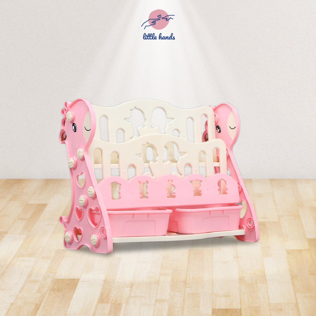 LITTLE HANDS - Rak Buku Anak Portable Book Shelf Tebal Dual Model (4 susun / 3 susun + 2 laci) in 1 