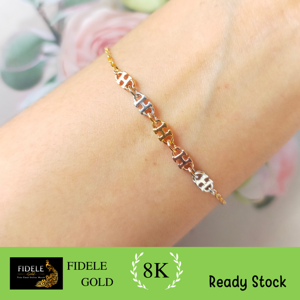 Gelang Herme Emas Asli Rantai 375 HWT gelang cincin kadar muda