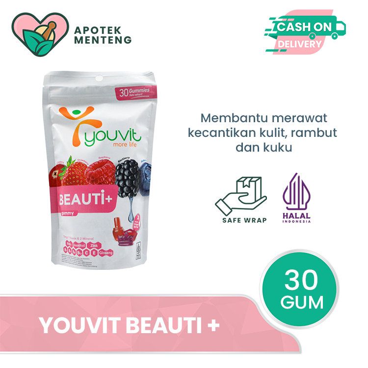 Youvit Beauty+ 30 Gummies - Multivitamin Kesehatan Kulit Kuku dan Rambut