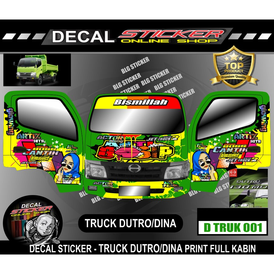 STIKER MOBIL TRUK DUTRO/DYNA DECAL PRINT FULL KABIN NEW