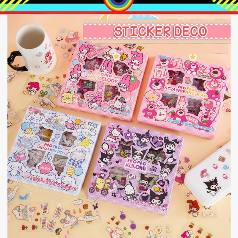 

STIKER ISI 100 PET MOTIF KARTUN KUROMI CINNAMOROLL MY MELODY POMPOMPURIN LOTSO UNTUK SCRAPBOOK DIY JOURNALING @banyak