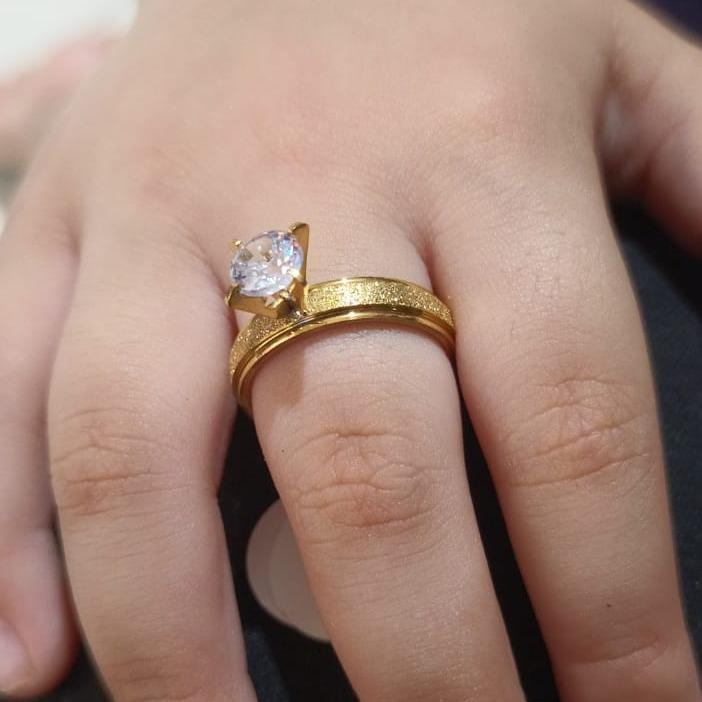 Cincin Titanium Wanita Simple Elegan Mewah