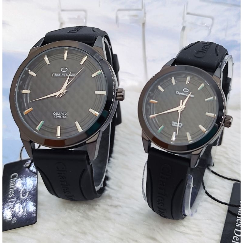 Jam tangan terbaru Charles Delon couple tali rubber