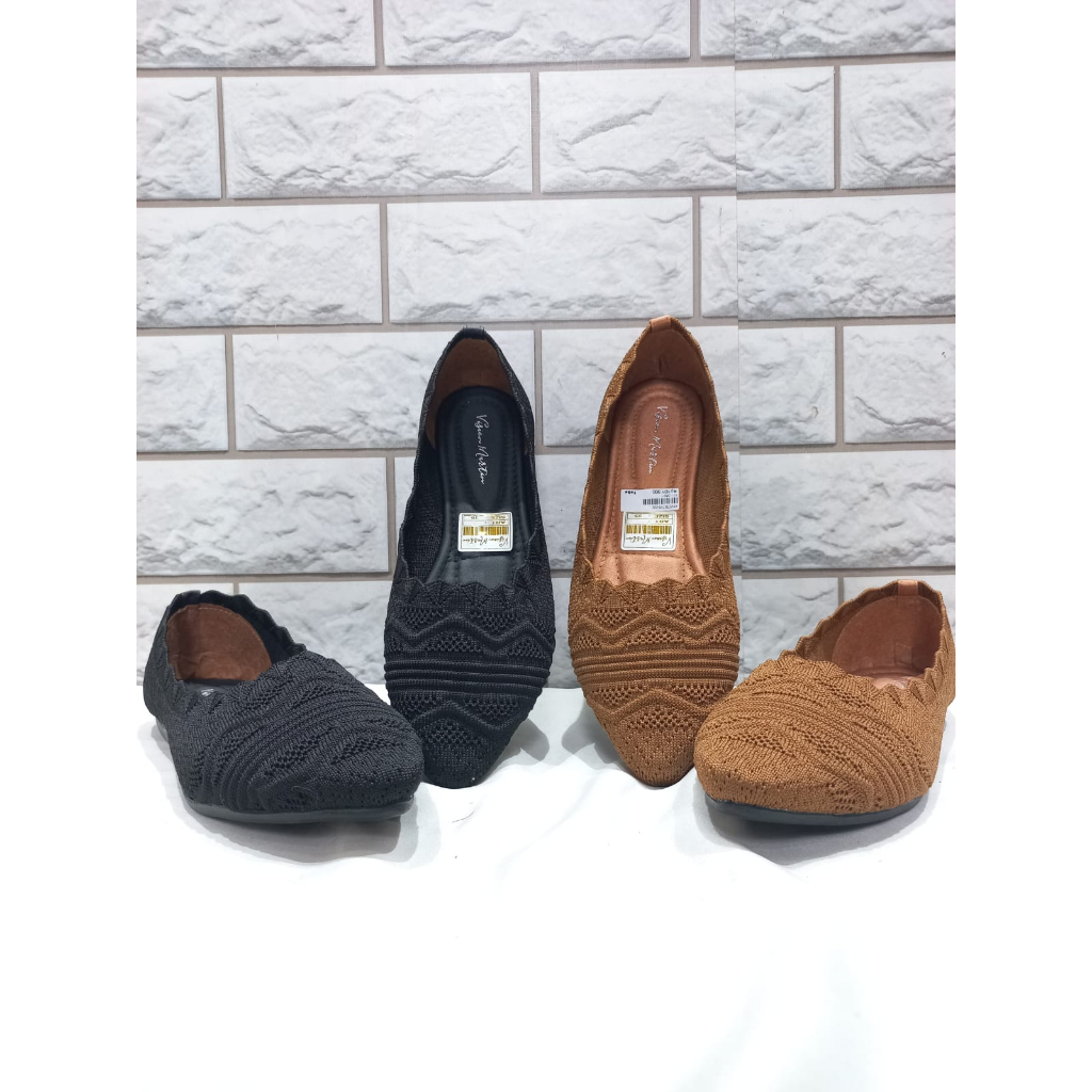 Vision Martin Sepatu Kerja Wanita Flat Shoes Rajut Import/Sandal Balet Pesta Terbaru 2023 HNS 70