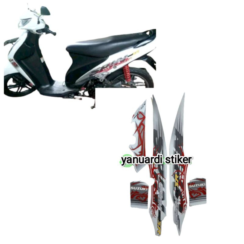 STRIPING STIKER LIST SPIN 125 SR PUTIH TAHUN 2010 STIKER SPIN SR 125 PUTIH 2010