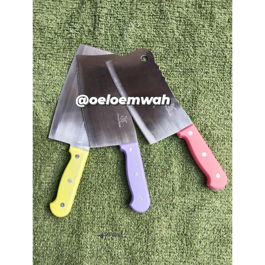Golok Stainless Stel Super Tajam Cincang Pisau Daging Cacah Ayam Dan Tulang Warna Warni