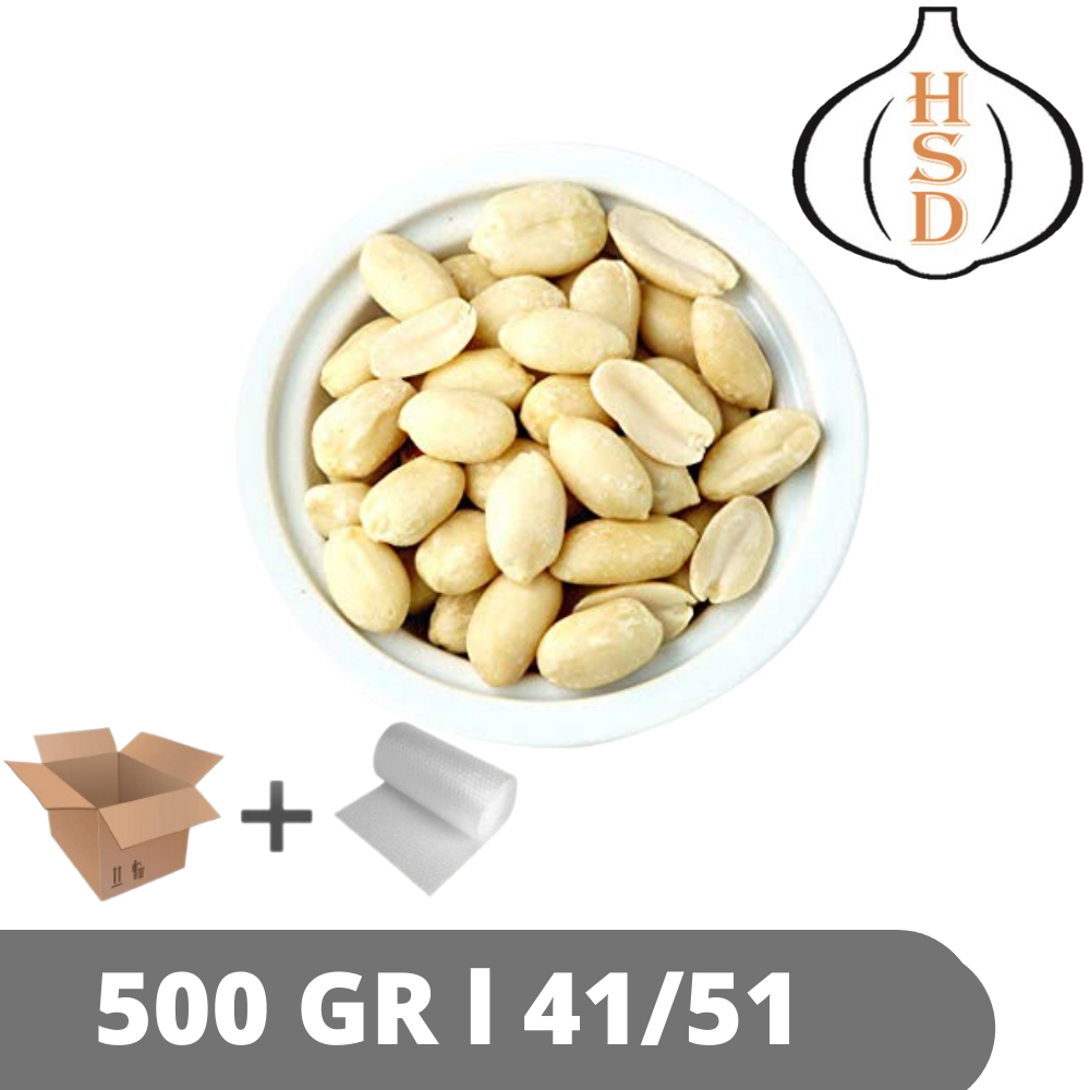

HSD Kacang Tanah Kupas Impor Blanched Peanuts 41/51 500 Gr