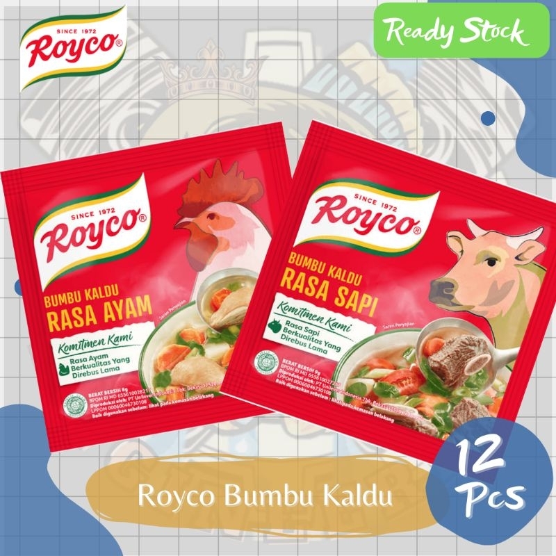 

Royco Penyedap Rasa/Bumbu Kaldu Ayam & Sapi 9gr Renceng 12 Sachet