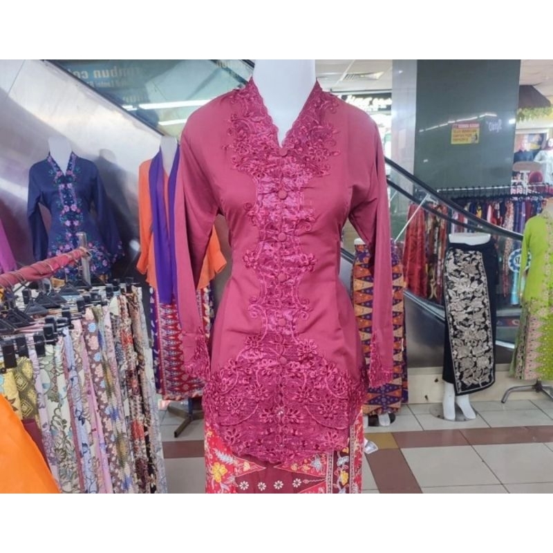 COD KEBAYA CATTON ENCIM PUTIH BORDIR LENGAN PANJANG