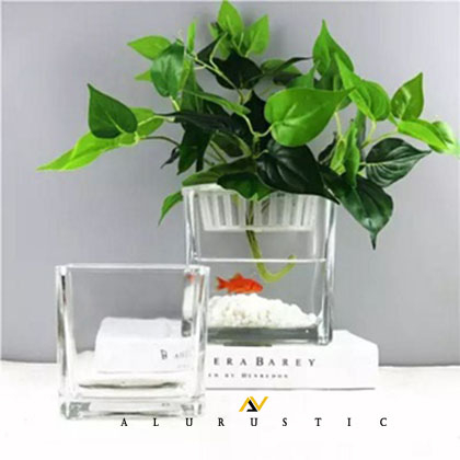 AQUARIUM KACA MINI PERSEGI / AKUARIUM IKAN KECIL CUPANG GUPPY / AQUARIUM IKAN CUPANG / VAS BUNGA TAN