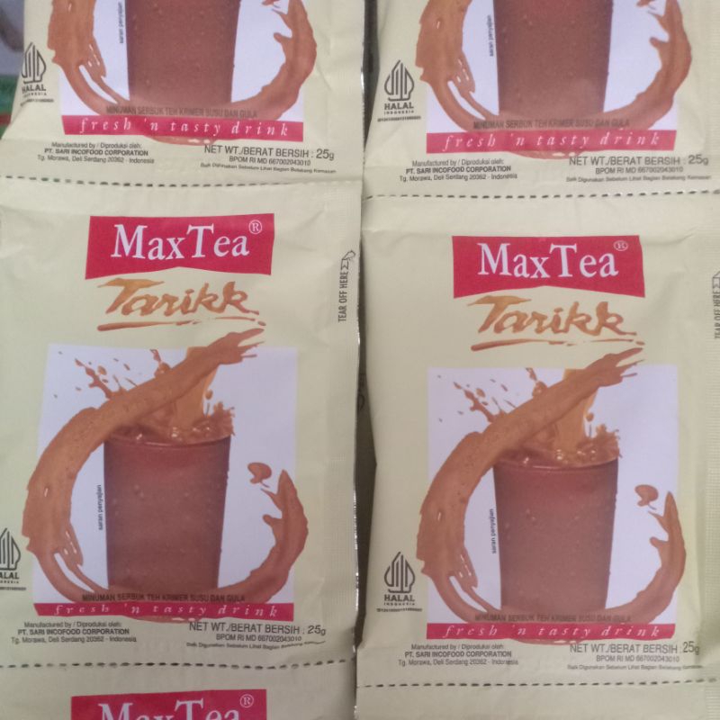 

Teh Tarik Max Tea Tarikk 1 Renceng Isi 10 Sachet x @25g