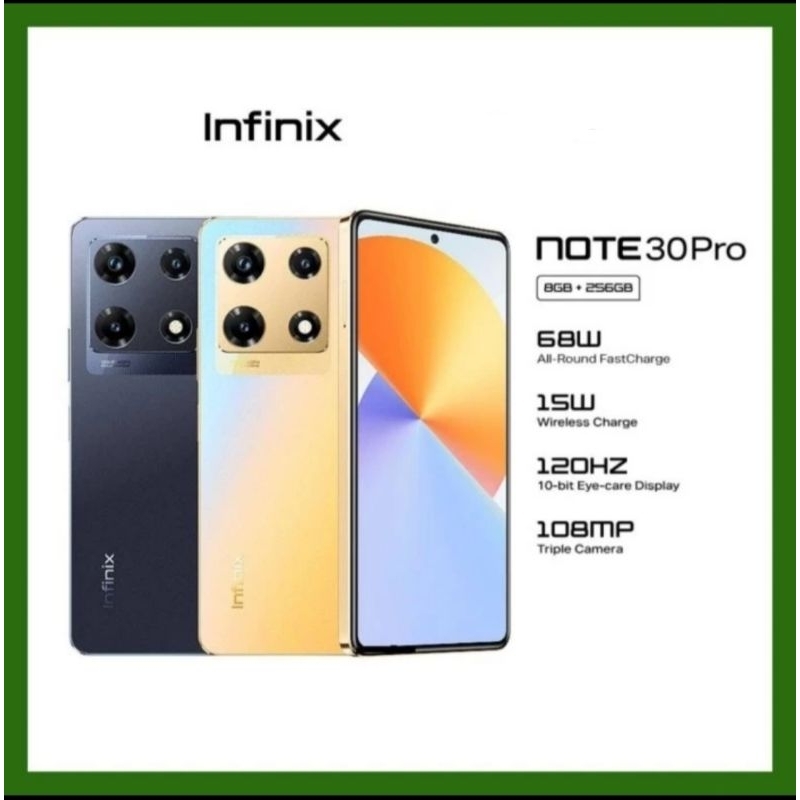 Infinix note 30 8/256gb - up to 16GB Extended RAM - Helio G99 - 6,78" FHD+  120HZ NFC Wireless charger Garansi resmi