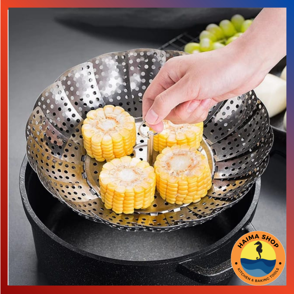 Kukusan Stainless Steamer Alat Kukus Lipat Serbaguna / Alat Kukus Lipat Serbaguna