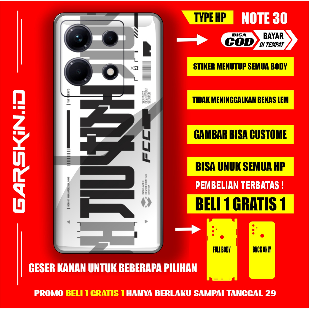 GARSKIN INFINIX NOTE 30 AKSESORIS CASING PELINDUNG HP INFINIX ORIGINAL GRASKIN NOTE30 FULLBODY SKIN 
