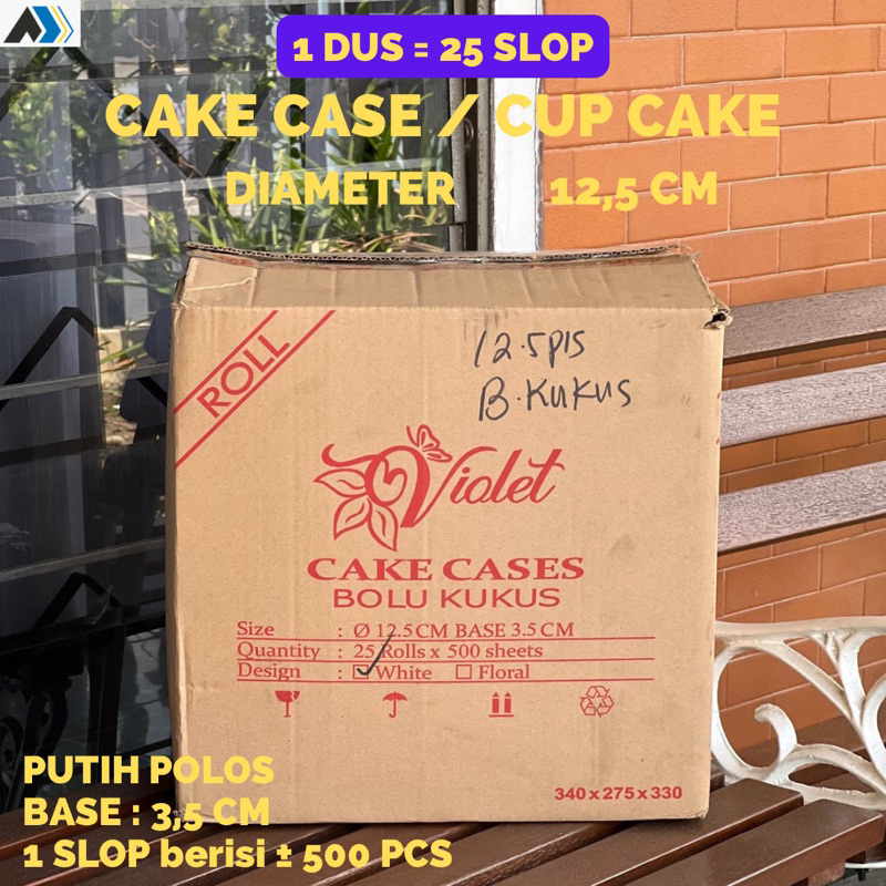 (1 KARTON) Kertas Cup Cake / Cake Cases / Bolu Kukus Merk Violet Putih Polos 12.5 (Diameter 12,5 cm 
