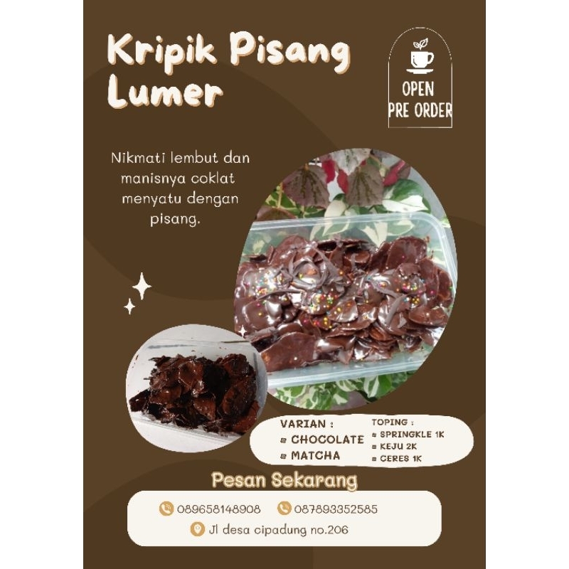 

Kripik Pisang Coklat Lumer 250g