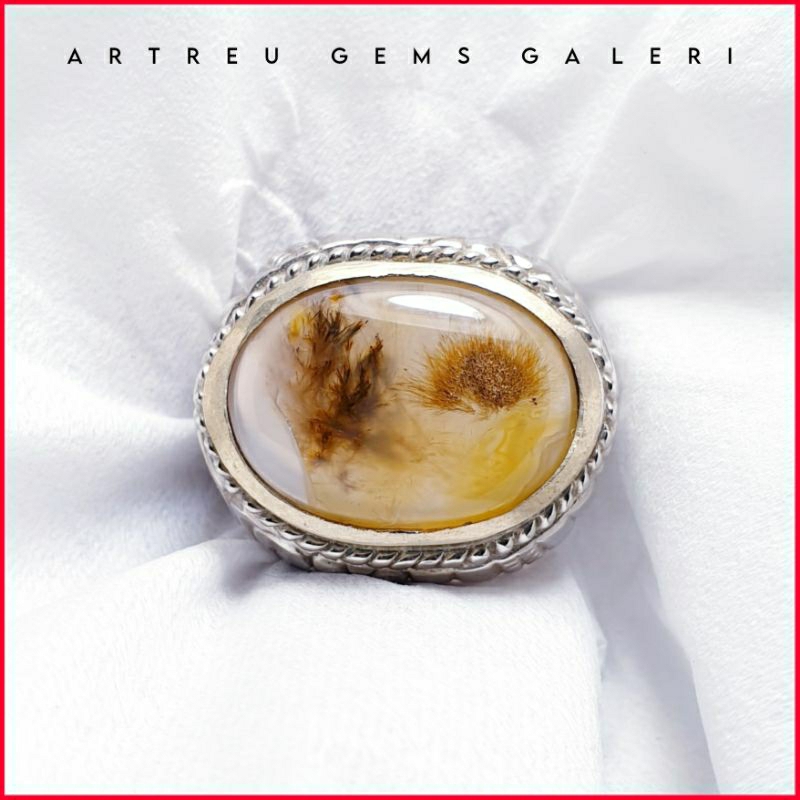 Batu Cendana Serat Emas Unik | COD Bisa | Cincin Batu Akik Ring 5 - 10