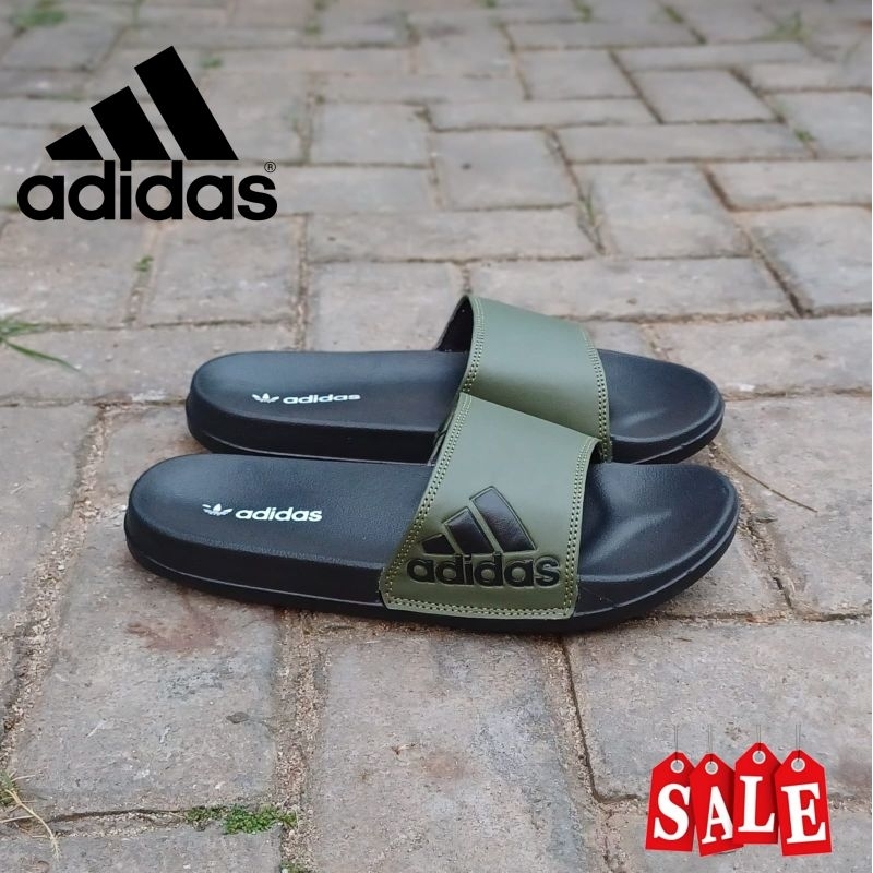SANDAL SLIDE SLOP ADIDAS ORIGINAL HIJAU ARMY / SANDAL SLOP PRIA ADIDAS ORIGINAL / SANDAL SLIP ON ADI