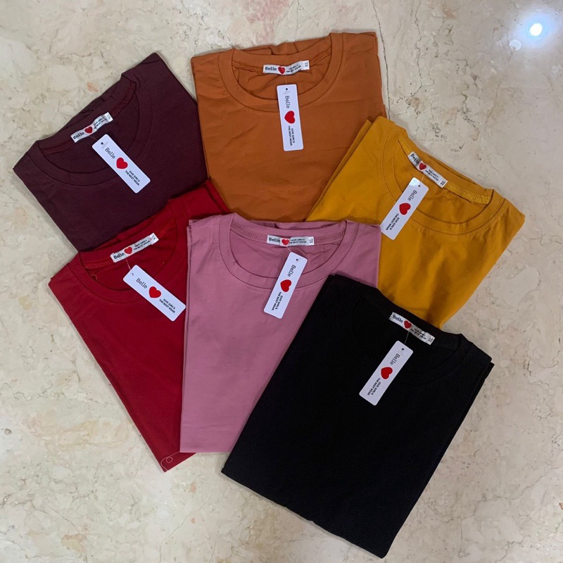kaos belle tangan pendek krah bulat/o size l -xxl