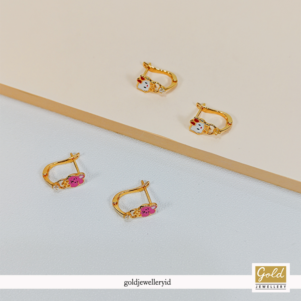 Anting klep bayi anak emas kuning kadar 700 16k - toon series