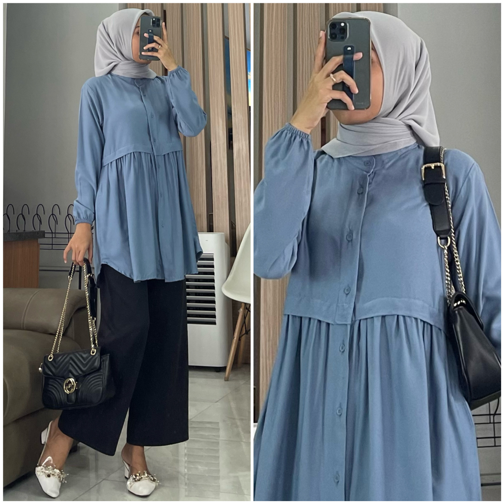 Salsa Blouse By Zalfa Outfit / Baju Atasan Wanita Muslim Blouse Basic Polos Rayon Twill Premium