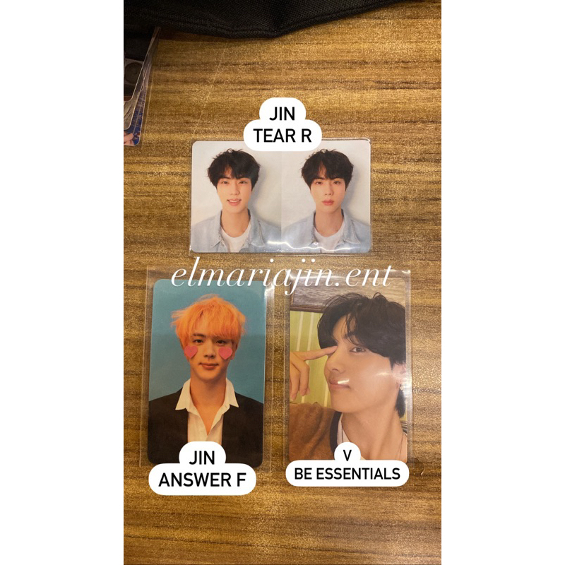 OFFICIAL PC JIN SEOKJIN TEAR R DILAN / ANSWER F / TAEHYUNG V BE ESSENTIALS